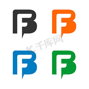 B F 或 F B 字母标志模板插画设计。