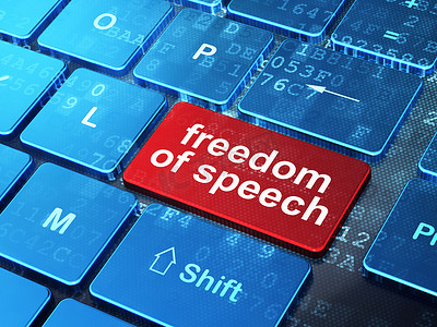 政治概念： 电脑键盘背景上的言论自由