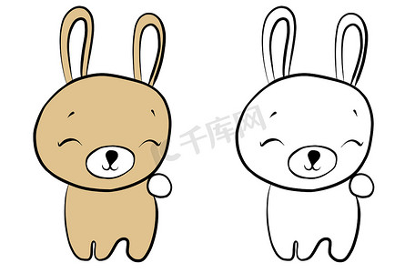 卡通可爱玩具手绘小兔子