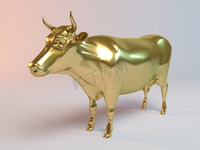金色 3d 动物牛