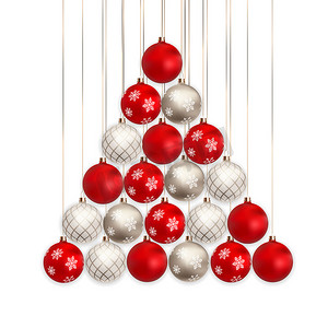 3d 圣诞球为节日新年设计白色背景。