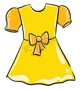黄色小裙子，插图，白色背景上的矢量
