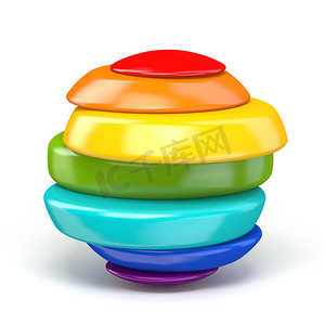 元素分层摄影照片_切的彩虹色的球3D