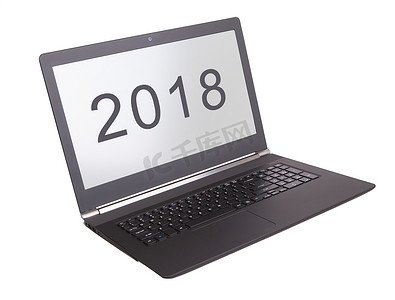 孤立的笔记本电脑-新年-2018