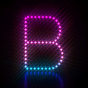 粉色蓝色圆点光字体 Letter B 3D