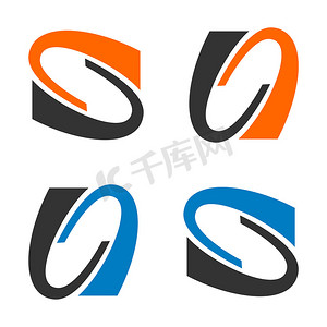 S 和 N 字母旋风标志模板插画设计。