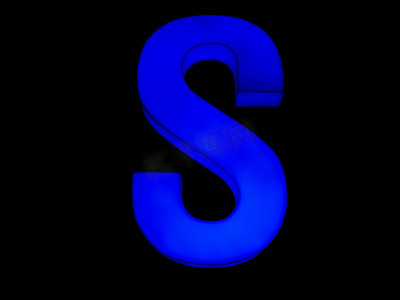 S大写字母摄影照片_蓝色霓虹灯字母 S