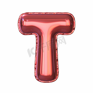 红色金属气球字体字母 T 3D
