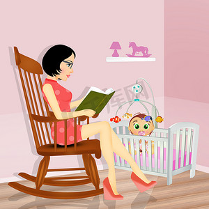 妈妈给她的宝宝读童话故事