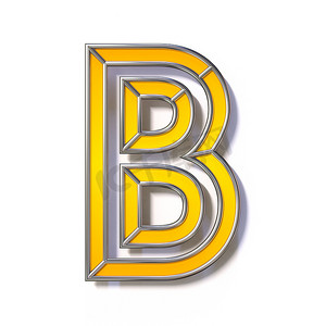 橙色金属线字体字母 B 3d