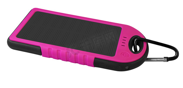 带太阳能电池板的移动电源 - 粉红色