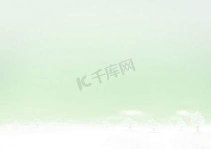 淡绿色纸摄影照片_淡绿色的天空和雪地板在冬天水平的纸背