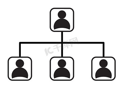 白色背景上的业务管理网络层次结构图标。