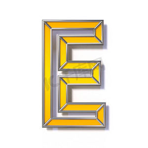橙色金属线字体 Letter E 3D