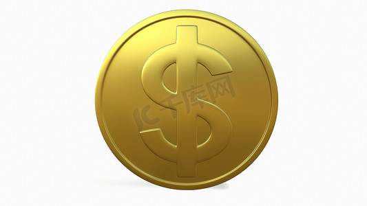 白色背景 3d 渲染上带有美元符号的金币