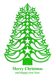 淡绿色纸摄影照片_草纸做的圣诞树-淡绿色
