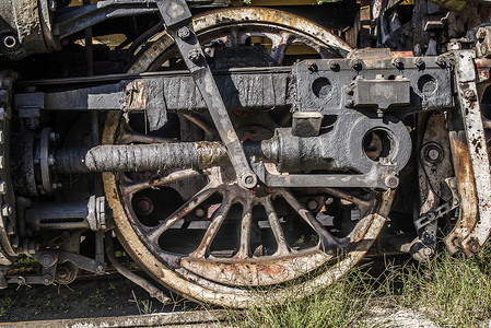 一辆老蒸汽机车的细节
