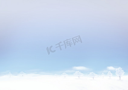 冬季水平纸背景中的蓝天雪地