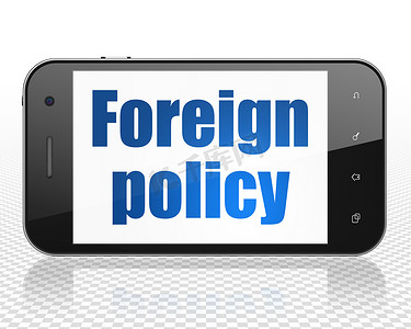政治概念：显示外交政策的智能手机