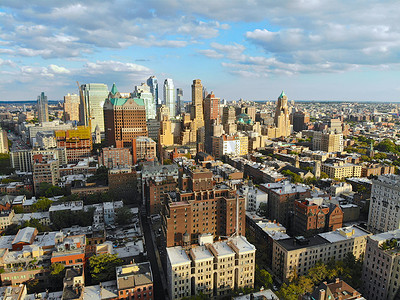 布鲁克林市中心鸟瞰图与布鲁克林高地的传统建筑。