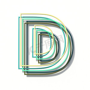 三色线条字体 Letter D 3D