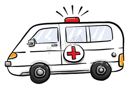 救护车，插图，白色背景上的矢量