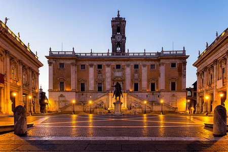 意大利罗马 Capitoline 山城市广场博物馆建筑和 stat