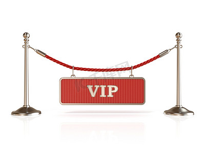天鹅绒绳屏障，带有 VIP 标志。 