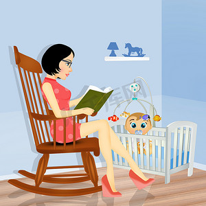 妈妈给她的宝宝读童话故事