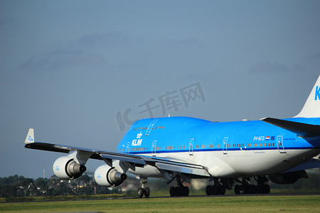 航空公司求职简历摄影照片_阿姆斯特丹，荷兰-2016 年 8 月 18 日：PH-BFD 荷兰皇家航空公司波音 747-406(M)