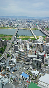 日本大阪市景、商业和住宅建筑 aeria