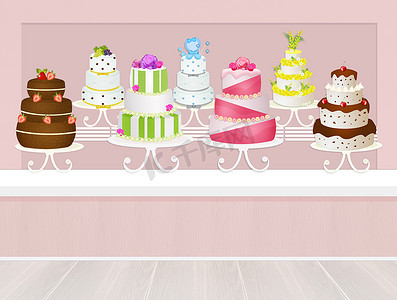 蛋糕店插画