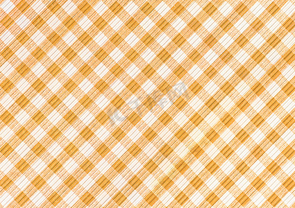 橙色和白色抽象格子图案背景、野餐格子桌布、方形织物纹理