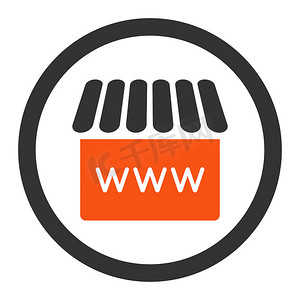 网上商店平面橙色和灰色圆形字形图标