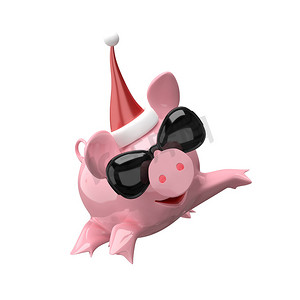 跳跃新年猪的 3D 插图