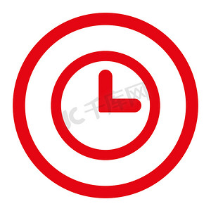 时钟平面红色圆形光栅图标