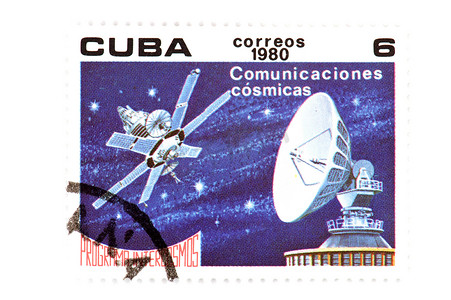 宇宙摄影照片_在白色的古巴邮票