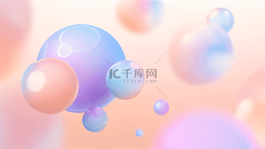 壁纸背景图片_蓝粉色系暖色可爱卡通3D球体背景