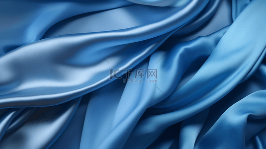 时尚背景图片_蓝色丝绸绸缎挡材质布料背景