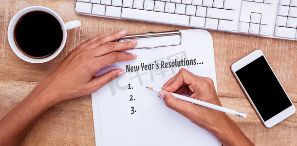 新年决议列表的复合图像