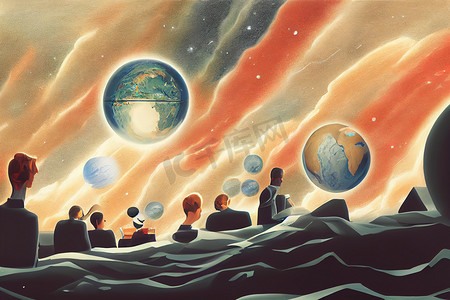 大气、地球、海洋和空间科学教师，高等教育，卡通插图