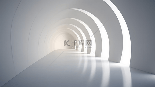 白色拱门隧道的三维渲染图