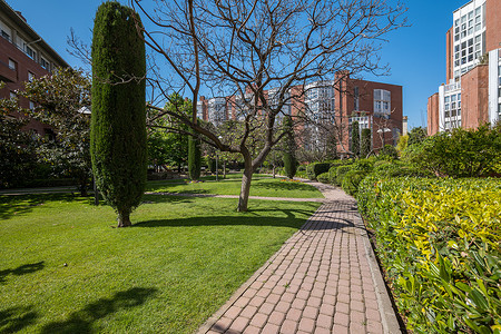 西班牙巴塞罗那市现代住宅区的欧式庭院，提供环保生活