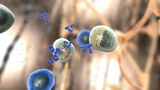 抗体免疫学和免疫球蛋白的概念作为攻击感染性病毒细胞和病原体的抗体，