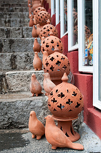 平开门强化摄影照片_来自意大利西西里岛陶尔米纳的手工陶器