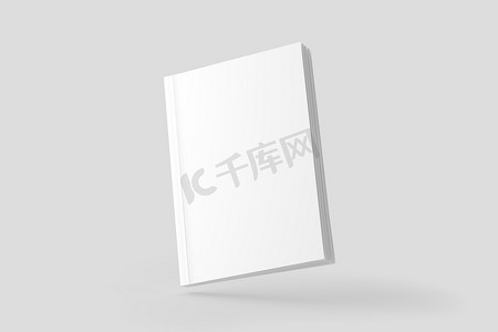 平装书封面白色空白 3D 渲染样机