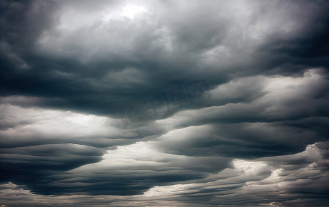 风雨如磐的天空与深灰色积云积云背景纹理，雷暴。
