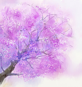 树粉色摄影照片_粉红色花朵盛开的树的抽象画