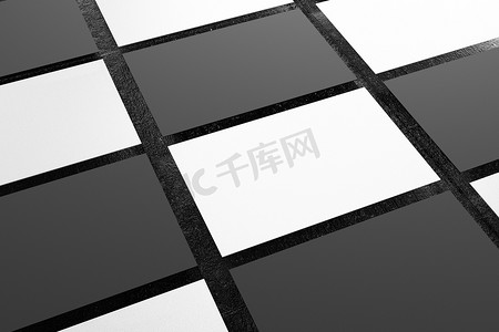 黑白水平名片纸样机模板，带有空白空间封面，用于在混凝土地板背景上插入公司徽标或个人身份。
