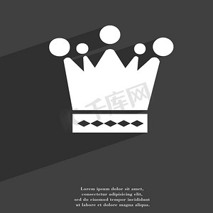 特价图标设计摄影照片_皇冠图标符号平面现代网页设计，带有长阴影和文本空间。